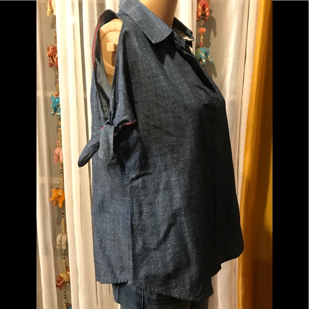 ❤️NWT Anthropologie Holding Horses Denim Polka Dot Shirt 4❤️ - Picture 7 of 11